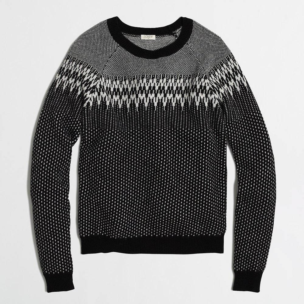J CREW FACTORY Women's Small Merino Wool Blend Fair Isle Geometric Print…
